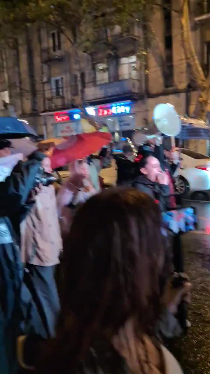 Georgian women lead the march toward Rustaveli Avenue in pouring rain. Day 308 of uninterrupted protests in 8  cities across the country